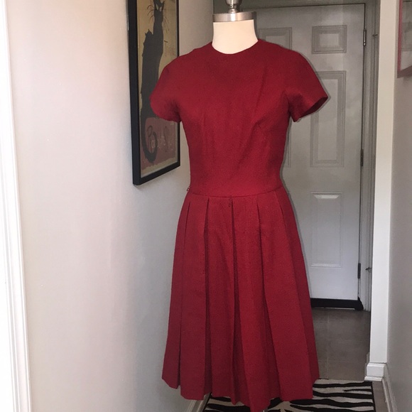 Vintage Red Wool Pleated Dress Size 12 😘 - Picture 8 of 8